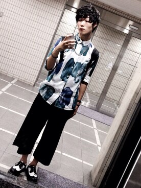 「Dr. Martens（ドクターマーチン）のDr.Martens ウィングチップシューズ（ブーツ、ブラック系）」を使った、いちまつ君さん（メンズ・176cm）の夏コーディネート