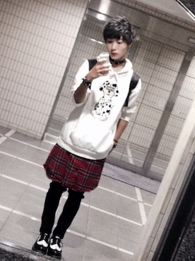 「Dr. Martens（ドクターマーチン）のDr.Martens ウィングチップシューズ（ブーツ、ブラック系）」を使った、いちまつ君さん（メンズ・176cm）の秋コーディネート