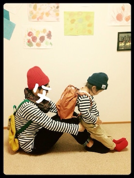 「ボーダーTシャツ」｜♥︎kululuさん（キッズ・100cm）の春コーディネート