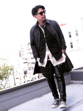 「アイテム（ステンカラーコート）」を使った、BIRTHDAYさん（メンズ・170cm・30代）の秋コーディネート