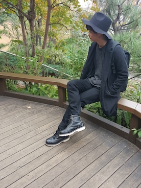 「EDWIN（エドウィン）のアイテム（ブーツ）」を使った、Sho-taさん（メンズ・170cm）の秋コーディネート