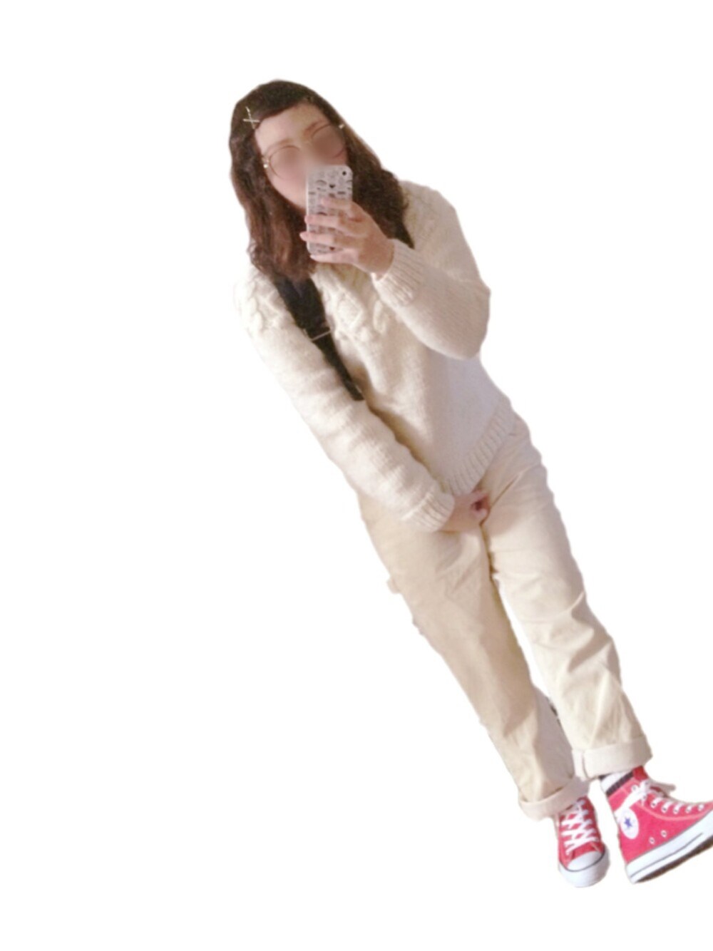 「Dot＆Stripes CHILD WOMANの先行予約//ネパールHANDニットPO（ニット/セーター、ホワイト系）」を使った、ｐ◦さん（レディース・156cm）の冬コーディネートの1枚目の写真