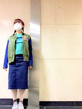「タイツ×靴下」｜「アイテム（ブルゾン）」を使った、ゆさん（レディース・164cm）の冬コーディネート