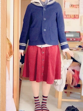 「ボーダーソックス」｜「アイテム（その他アウター）」を使った、ゆさん（メンズ・164cm）の冬コーディネート