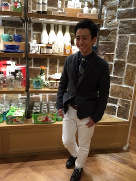 「FREAK'S STORE（フリークスストア）のアイテム（フォーマルスーツ/小物）」を使った、土居さん（メンズ・158cm）の冬コーディネート