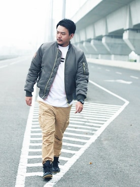 「REMIX（リミックス）のアイテム（ジャケット/アウター）」を使った、洪啟倫さん（メンズ・172cm）の冬コーディネート