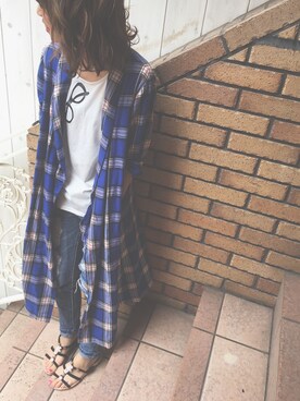 「Tシャツ×デニム」｜「アイテム（トレンチコート）」を使った、satomi  ☻✰ さん（レディース・157cm）の夏コーディネート