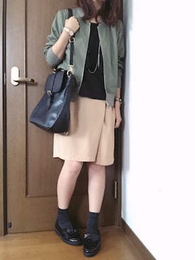 「キュロット」｜「アイテム（ブルゾン）」を使った、mugiさん（レディース・160cm）の春コーディネート