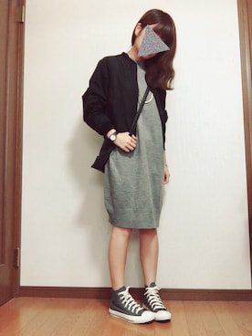 「アイテム（MA-1）」を使った、mugiさん（レディース・160cm・20代）の秋コーディネート