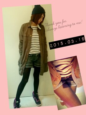 「ニットキャップ」｜「アイテム（シャツワンピース）」を使った、ricky.yさん（レディース・158cm）の春コーディネート