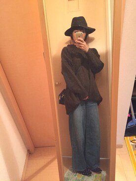 「GLOBAL WORK（グローバルワーク）のフェルトナカオレＨＡＴ/565115（ハット）」を使った、chiharuさん（レディース・158cm）の秋コーディネート