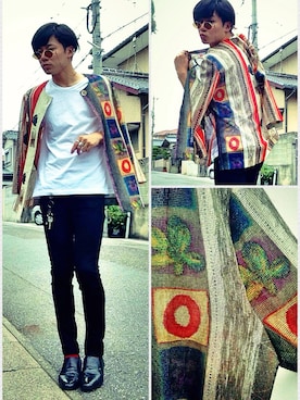 「レザースリッポン（ドレスシューズ、ブラック系）」を使った、yu-さん（メンズ・176cm）の夏コーディネート