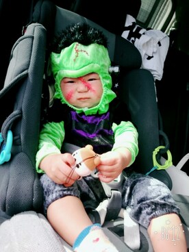 「アイテム（ロンパース、グリーン系）」を使った、ＭＲＮ 3ﾁﾙﾄﾞさん（キッズ・90cm）の秋コーディネート