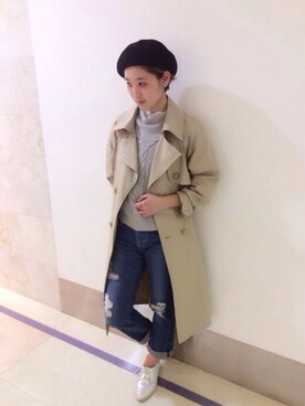 「w closet」｜「アイテム（トレンチコート）」を使った、あぽちゃんさん（レディース・156cm）の冬コーディネート