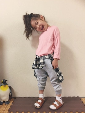 「スウエットパンツ」｜「アイテム（サンダル）」を使った、 haruuuさん（キッズ・110cm）の春コーディネート