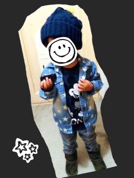 「abcd（ナシ）のアイテム（帽子）」を使った、Kさん（メンズ・90cm）の秋コーディネート