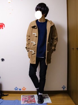 「GU（ジーユー）のアイテム（ダッフルコート）」を使った、りゅたさん（メンズ・175cm）の秋コーディネート