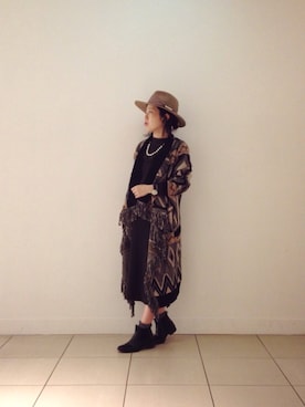 「Paradise Picnic（パラダイスピクニック）のアイテム（帽子）」を使った、chim♧さん（レディース・147cm）の秋コーディネート