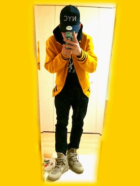 「adidas originals」｜「アイテム（スタジャン）」を使った、ゆーじぇーさん（メンズ・173cm）の冬コーディネート