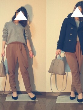 「BEAMS（ビームス）のアイテム（ピーコート）」を使った、hiさん（レディース・161cm）の冬コーディネート
