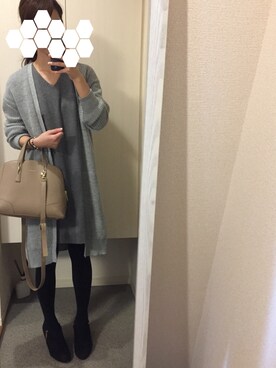 「ニットロングカーデ」｜hiさん（レディース・161cm）の秋コーディネート