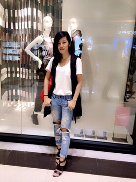 「PULL&BEAR（プルアンドベア）のアイテム（パンプス）」を使った、Cathy/千千さん（レディース・157cm）の夏コーディネート