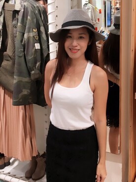 「PULL&BEAR（プルアンドベア）のアイテム（帽子）」を使った、Cathy/千千さん（レディース・157cm）の秋コーディネート
