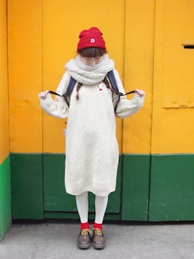 「アイテム（レッグウェア）」を使った、satouさん（レディース・158cm）の冬コーディネート