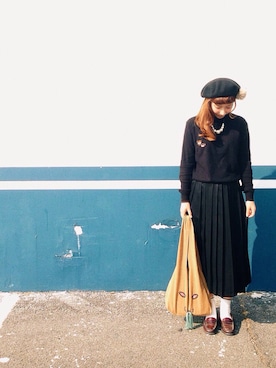 「peu pres（プープレ）のルデセール　TEAセット　刺繍　　クループルオーバー（ニット/セーター）」を使った、satouさん（レディース・158cm）の秋コーディネート