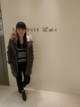 「Abahouse Devinette（ドゥヴィネット）のアイテム（モッズコート）」を使った、若月さん（レディース・166cm）の秋コーディネート