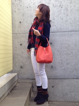 「アイテム（マフラー）」を使った、Reiさん（レディース・150cm）の冬コーディネート