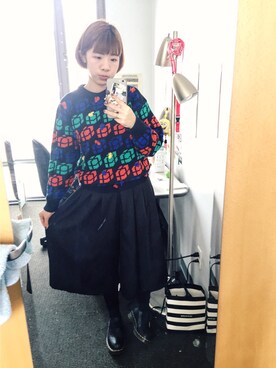 「Dr. Martens（ドクターマーチン）のDr.Martens (ドクターマーチン)/1461 3EYE GIBSON SHOES（その他シューズ、ブラック系）」を使った、Momokoooさん（レディース・160cm）の冬コーディネート