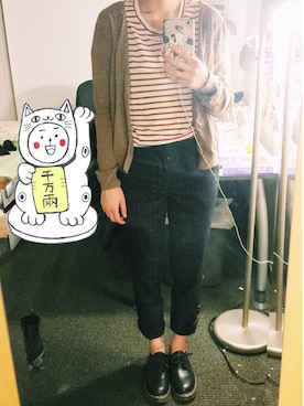 「Dr. Martens（ドクターマーチン）のDr.Martens (ドクターマーチン)/1461 3EYE GIBSON SHOES（その他シューズ、ブラック系）」を使った、Momokoooさん（レディース・160cm）の冬コーディネート