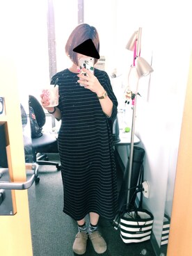 「ZARA（ザラ）のアイテム（ワンピース、ブラック系）」を使った、Momokoooさん（レディース・160cm）の冬コーディネート
