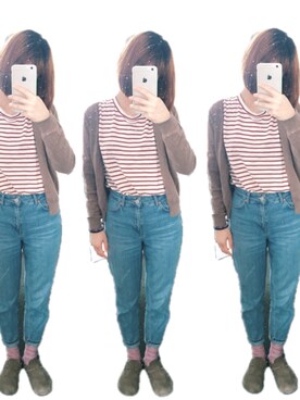 「TOPSHOP（トップショップ）のTopshop Moto High Rise Crop Jeans (Dark Denim)（デニムパンツ、ブルー系）」を使った、Momokoooさん（レディース・160cm）の春コーディネート