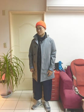 「nanamica（ナナミカ）のアイテム（トレンチコート）」を使った、ALさん（メンズ・174cm）の冬コーディネート