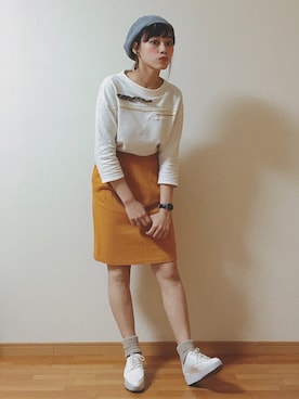 「レイカズン(Ray Cassin)」｜「アイテム（ハンチング/ベレー帽）」を使った、まつばら さきさん（レディース・161cm）の秋コーディネート