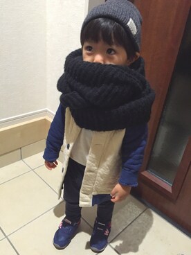 「no brand（ノーブランド）のアイテム（ブルゾン）」を使った、yitmさん（キッズ・90cm）の秋コーディネート