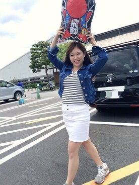 「M.deux（エムドゥ）のアイテム（デニムジャケット）」を使った、ゆきちゃんさん（レディース・158cm）の春コーディネート