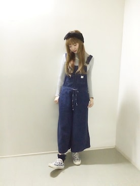 「converse」｜「アイテム（サロペット/オーバーオール）」を使った、kimmyさん（レディース・164cm）の冬コーディネート