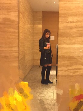「ZARA BASIC（ザラベーシック）のアイテム（ライダースジャケット）」を使った、sherrybさん（レディース・159cm）の冬コーディネート