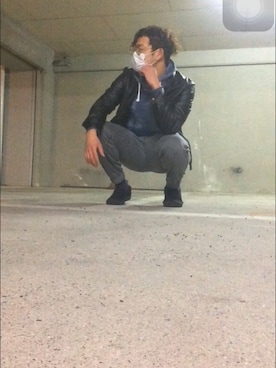 「寒い」｜「アイテム（ライダースジャケット）」を使った、あおいさん（メンズ・176cm）の秋コーディネート