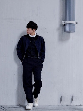 「COMME des GARCONS（コムデギャルソン）のアイテム（ブルゾン）」を使った、タ ク ムさん（メンズ・170cm）の冬コーディネート