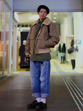 「70's」｜「アイテム（その他アウター）」を使った、タ ク ムさん（メンズ・170cm）の冬コーディネート