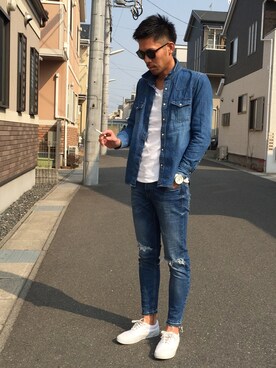 「H&M（エイチ・アンド・エム）のアイテム（サングラス）」を使った、i-am-ryoさん（メンズ・182cm）の冬コーディネート
