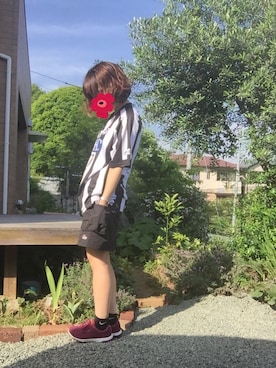 「サッカー」｜「アイテム（その他トップス）」を使った、りぃさん（レディース・158cm）の春コーディネート