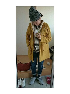 「L.H.P（エルエイチピー）のアイテム（ニットキャップ/ビーニー）」を使った、sayaさん（レディース・167cm）の冬コーディネート