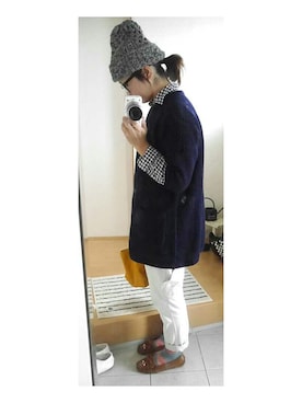 「L.H.P（エルエイチピー）のアイテム（ニットキャップ/ビーニー）」を使った、sayaさん（レディース・167cm）の冬コーディネート