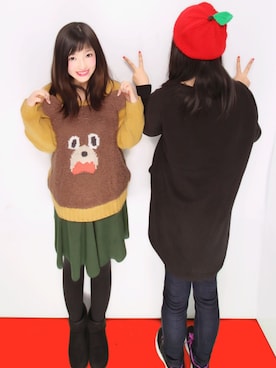 「りんご帽子」｜y o r i c o さん（レディース・151cm）の冬コーディネート