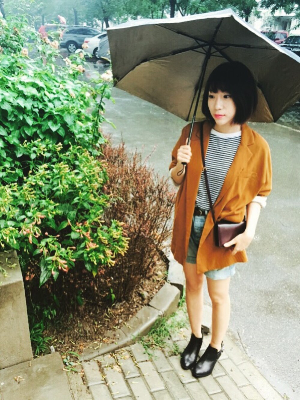 「ZARAのアイテム（スーツジャケット、オレンジ系）」を使った、nownowさん（レディース・158cm）の秋コーディネートの1枚目の写真